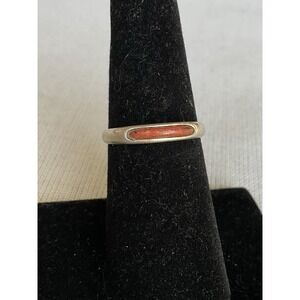 JJ Judith Jack 925 Sterling Silver Red Coral Stackable Ring Size 6 Vintage
